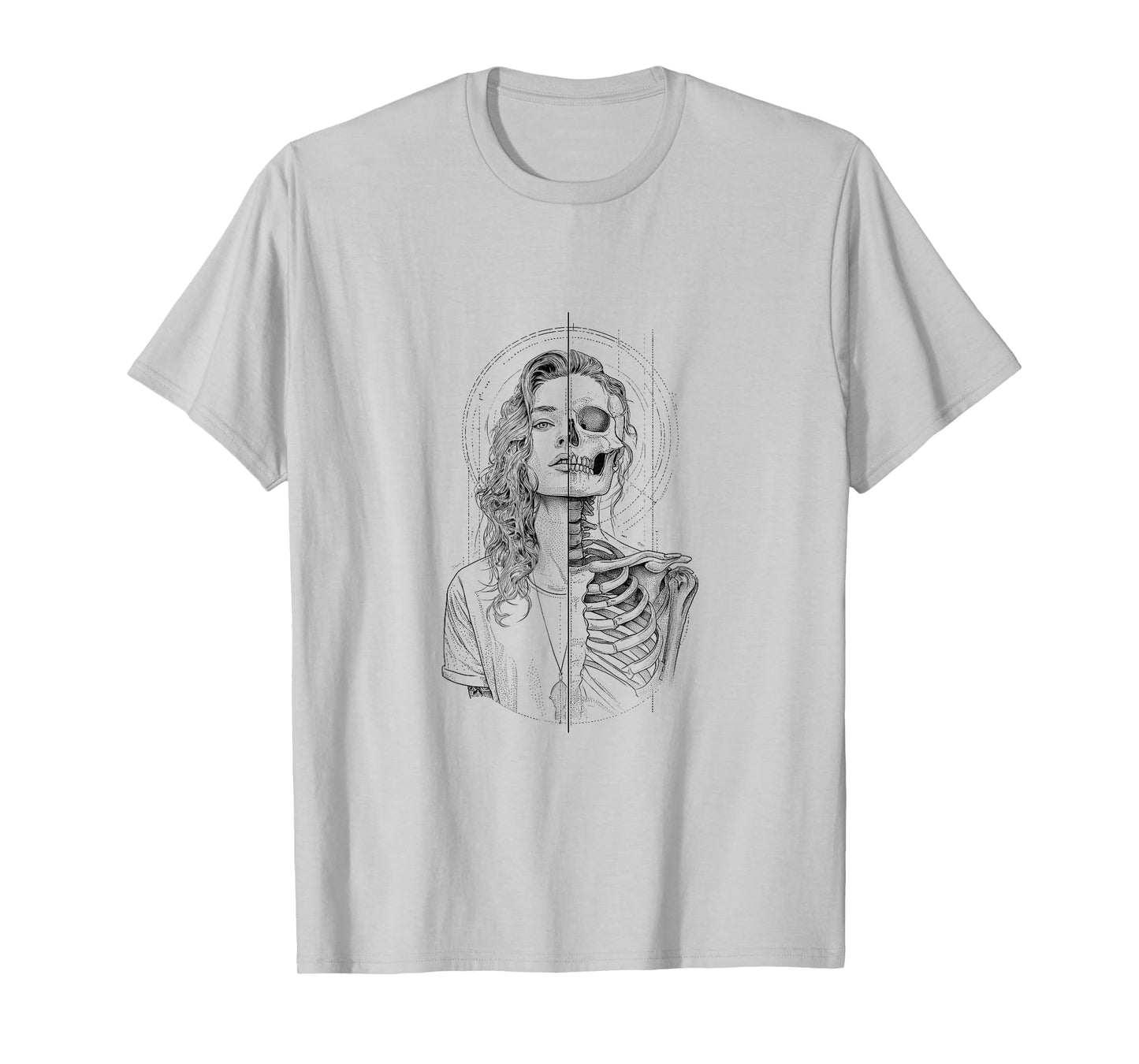 Half Human-Skeleton Tattoo Art T-Shirt