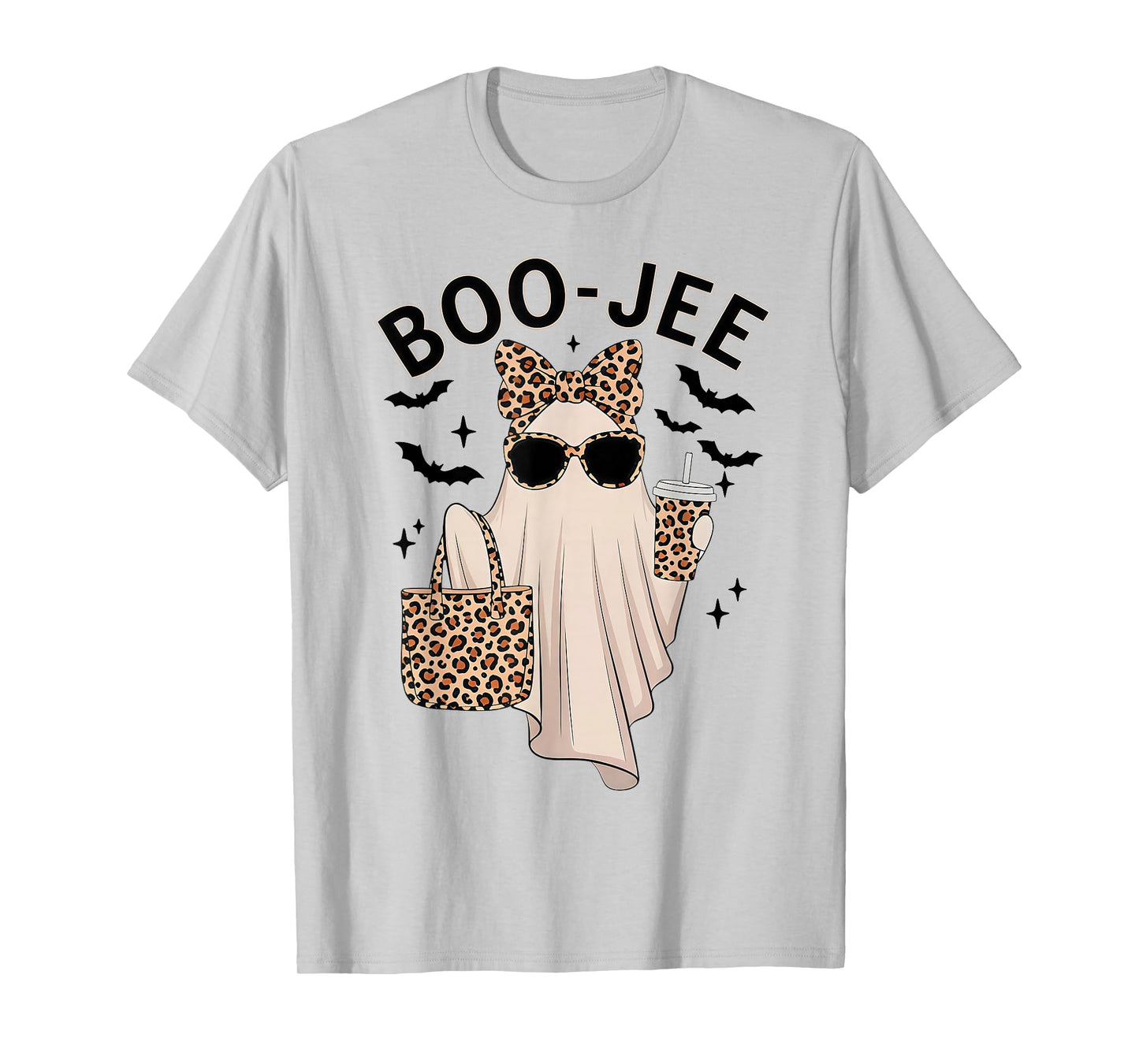 Coquette Leopard Ghost Coffee Boo-JEE Halloween Boujee Ghost T-Shirt