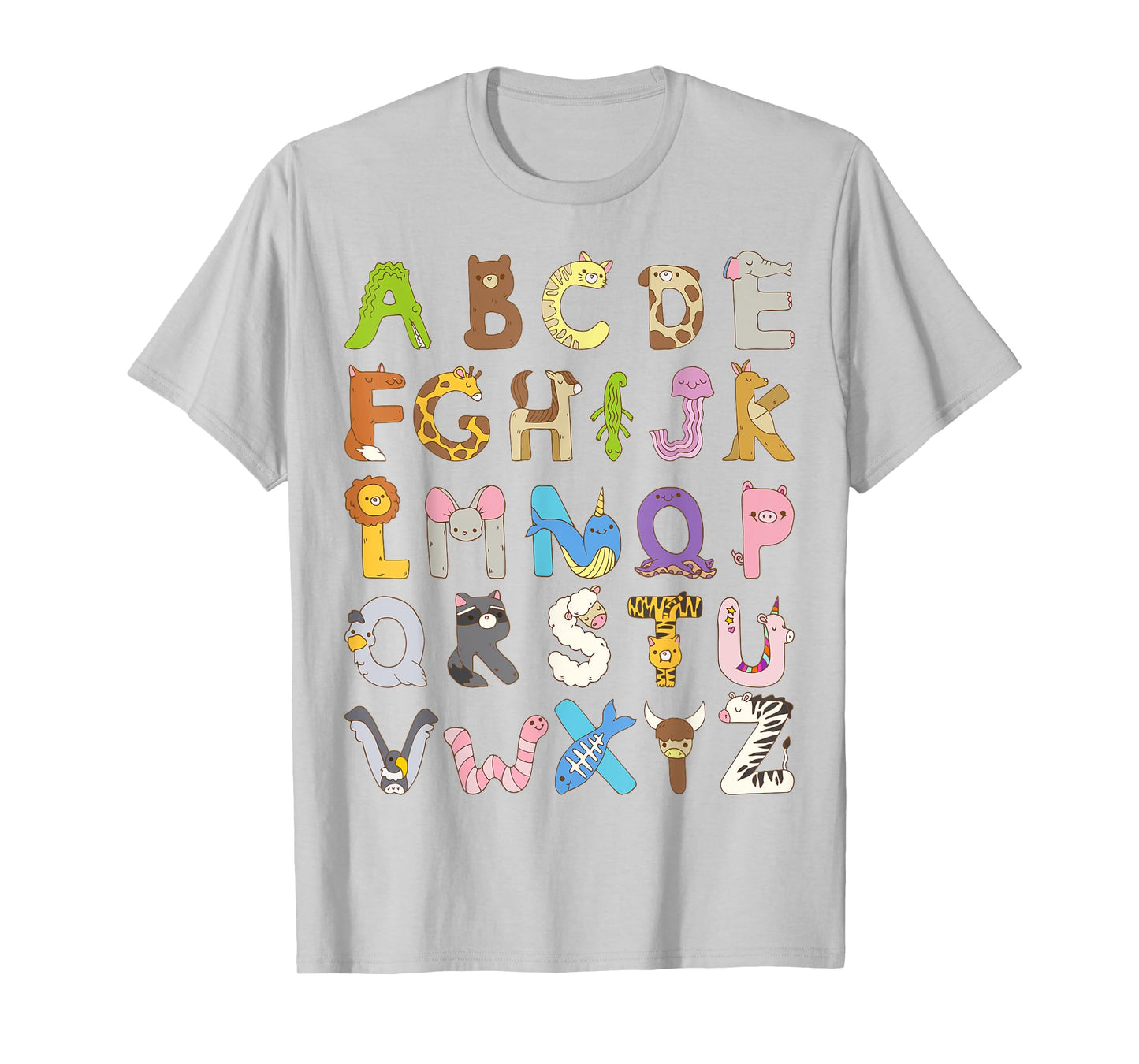 ABC Animals Alphabet Graphic Boys Girls Kindergarten Teacher T-Shirt