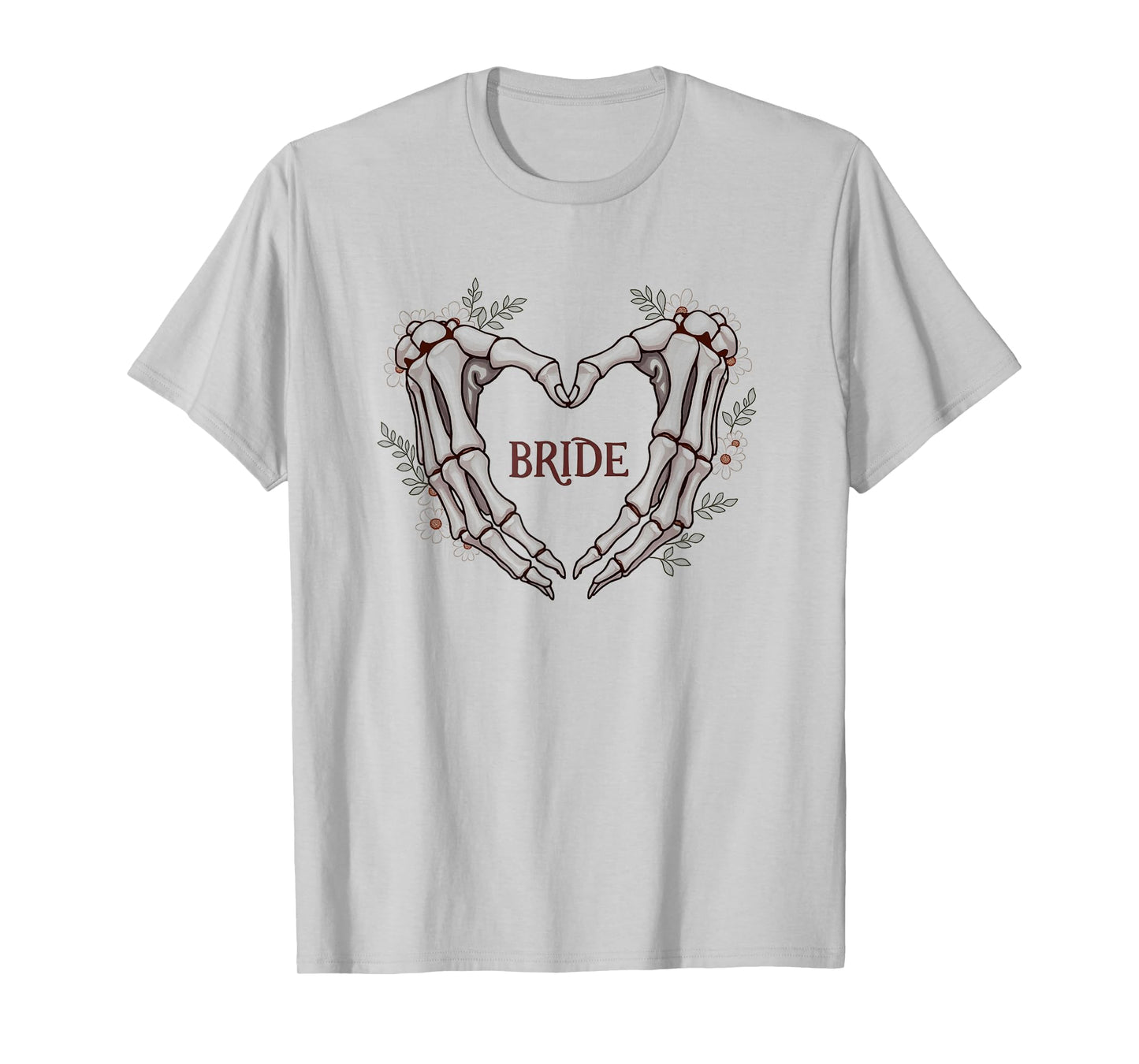 Gothic Bride Groom Skeleton Hands Halloween Engagement T-Shirt