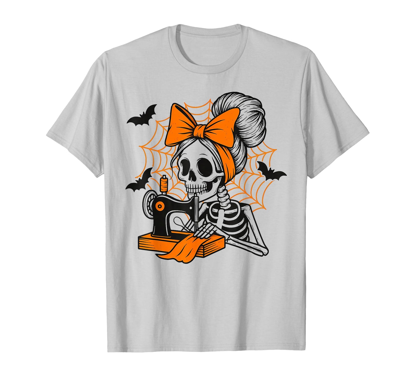 Messy Bun Hair Skeleton Sewer Halloween Quilting Costume T-Shirt