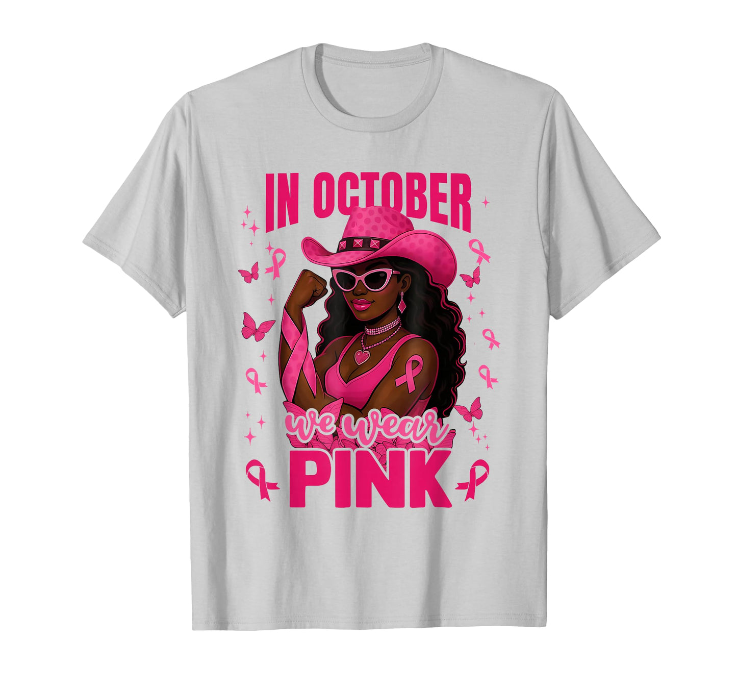 Cowgirl Breast Cancer Western in October We Wear Pink Women T-Shirt