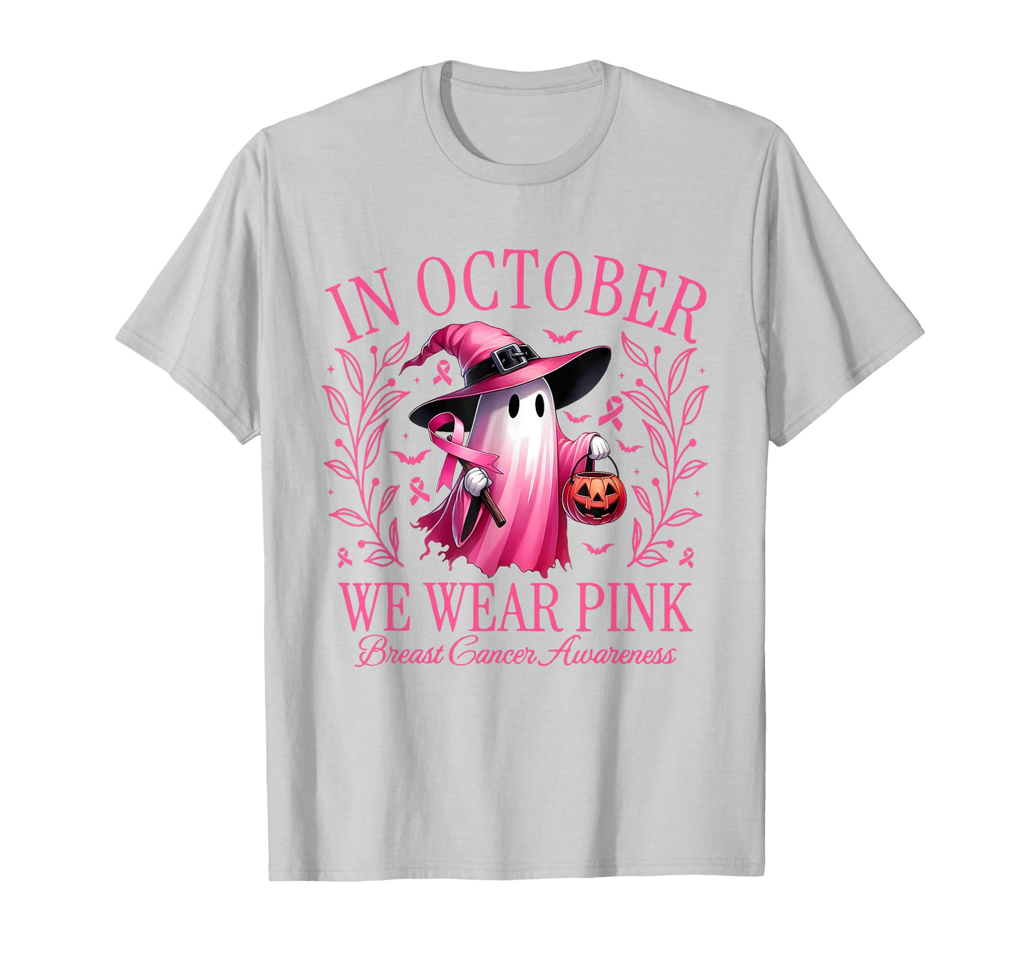 In October We Wear Pink Breast Cancer Awareness Halloween T-Shirt