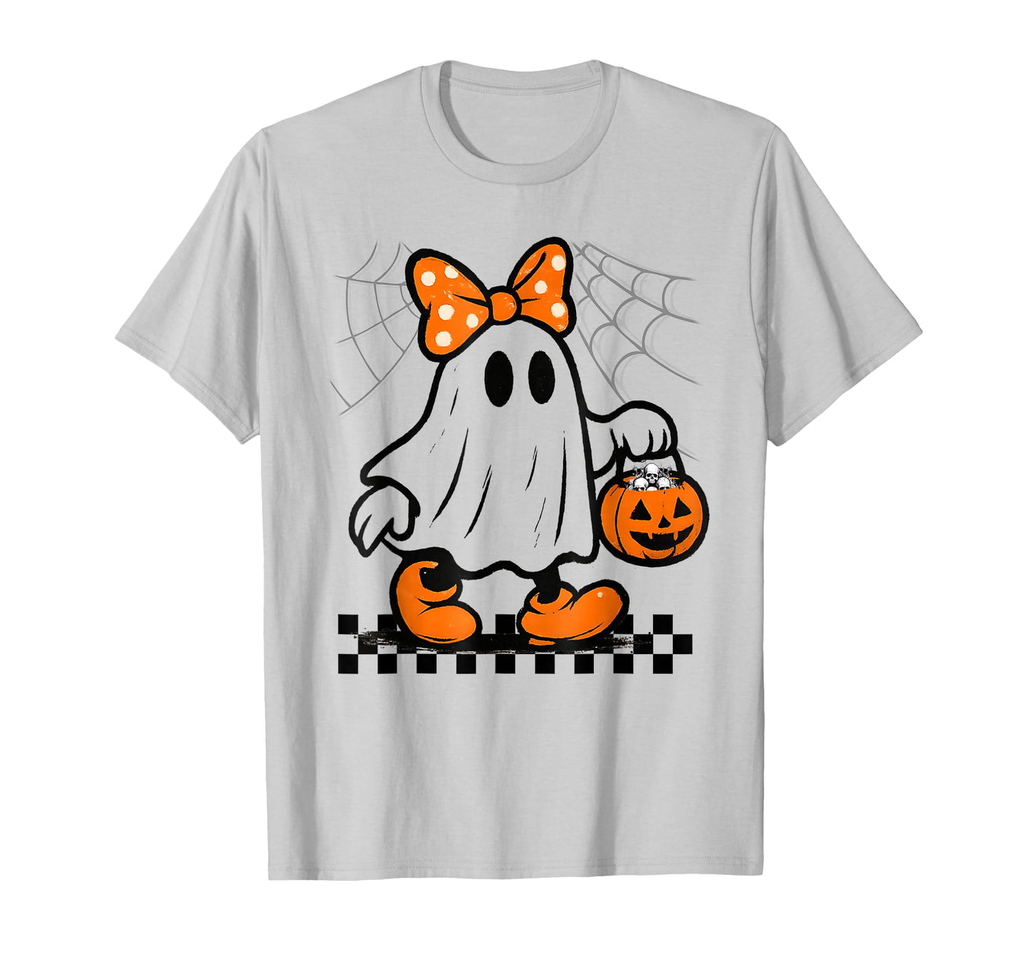 Spooky Season Retro Ghost Holding Pumpkin Halloween T-Shirt