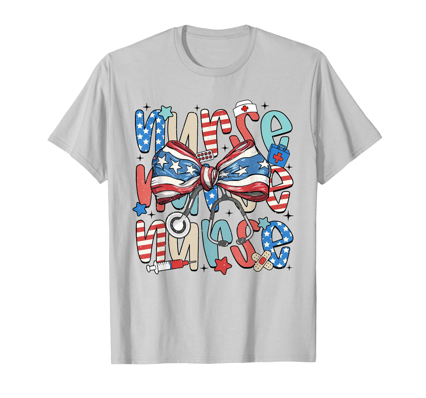 4th Of July Nurse American Flag Fourth Of July Coquette Bow T-Shirt
