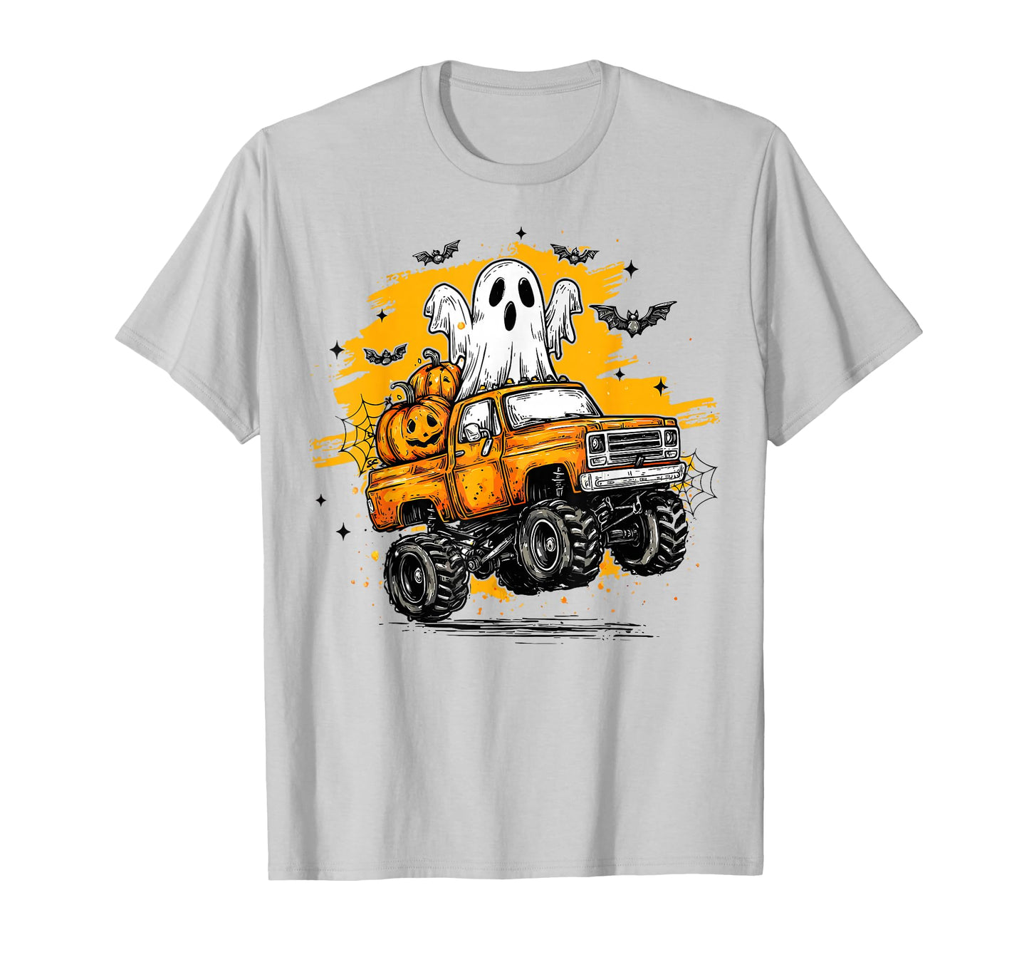 Monster Truck Ghost Pumpkin Halloween Costume Toddler Boys T-Shirt