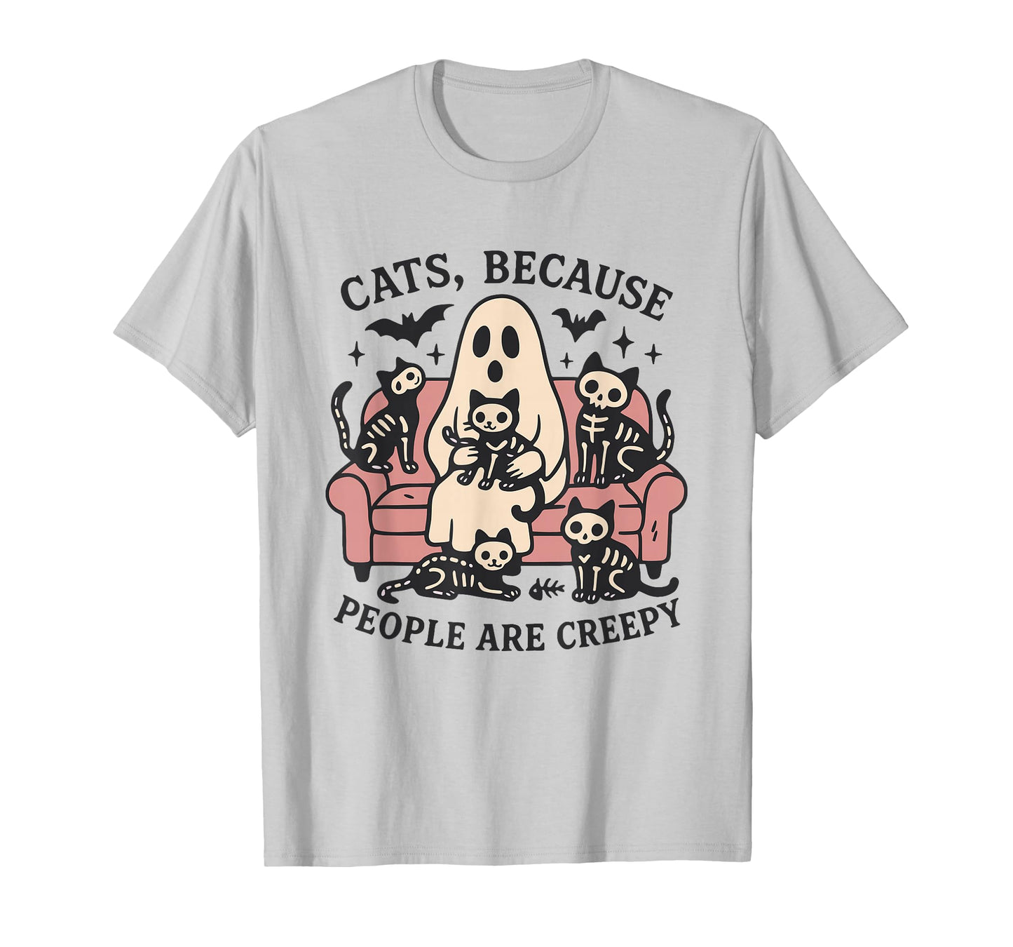 Cats Because People are Creepy Halloween Black Cat Mom Women T-Shirt
