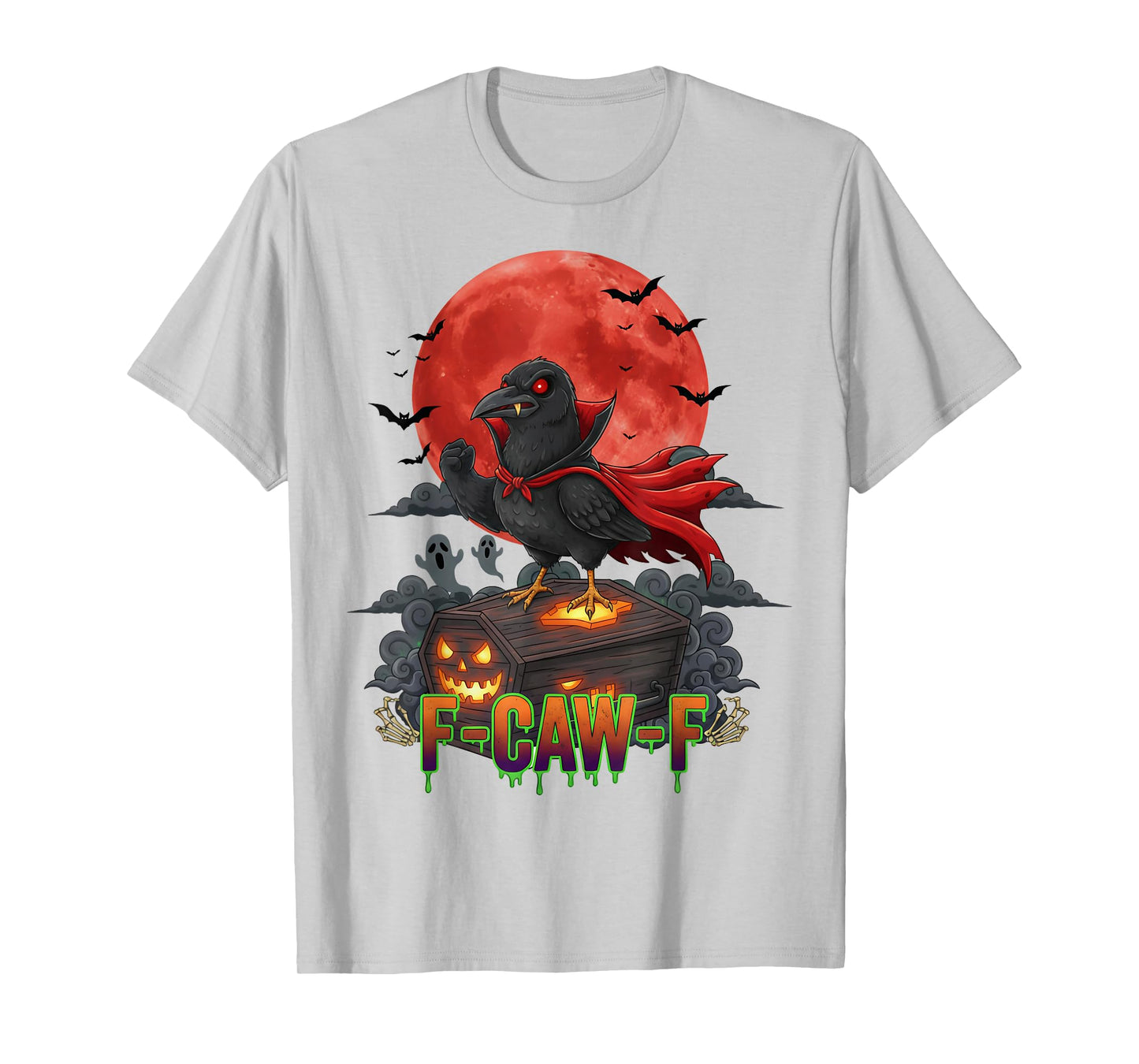 Vampire Crow F-Caw-F Funny Black Raven Halloween Adult Humor T-Shirt