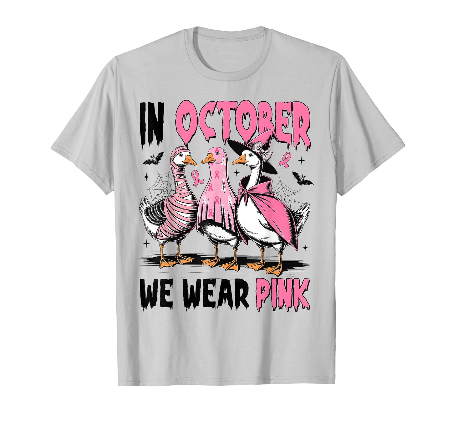 in October We Wear Pink Goose Breast Cancer Awareness T-Shirt