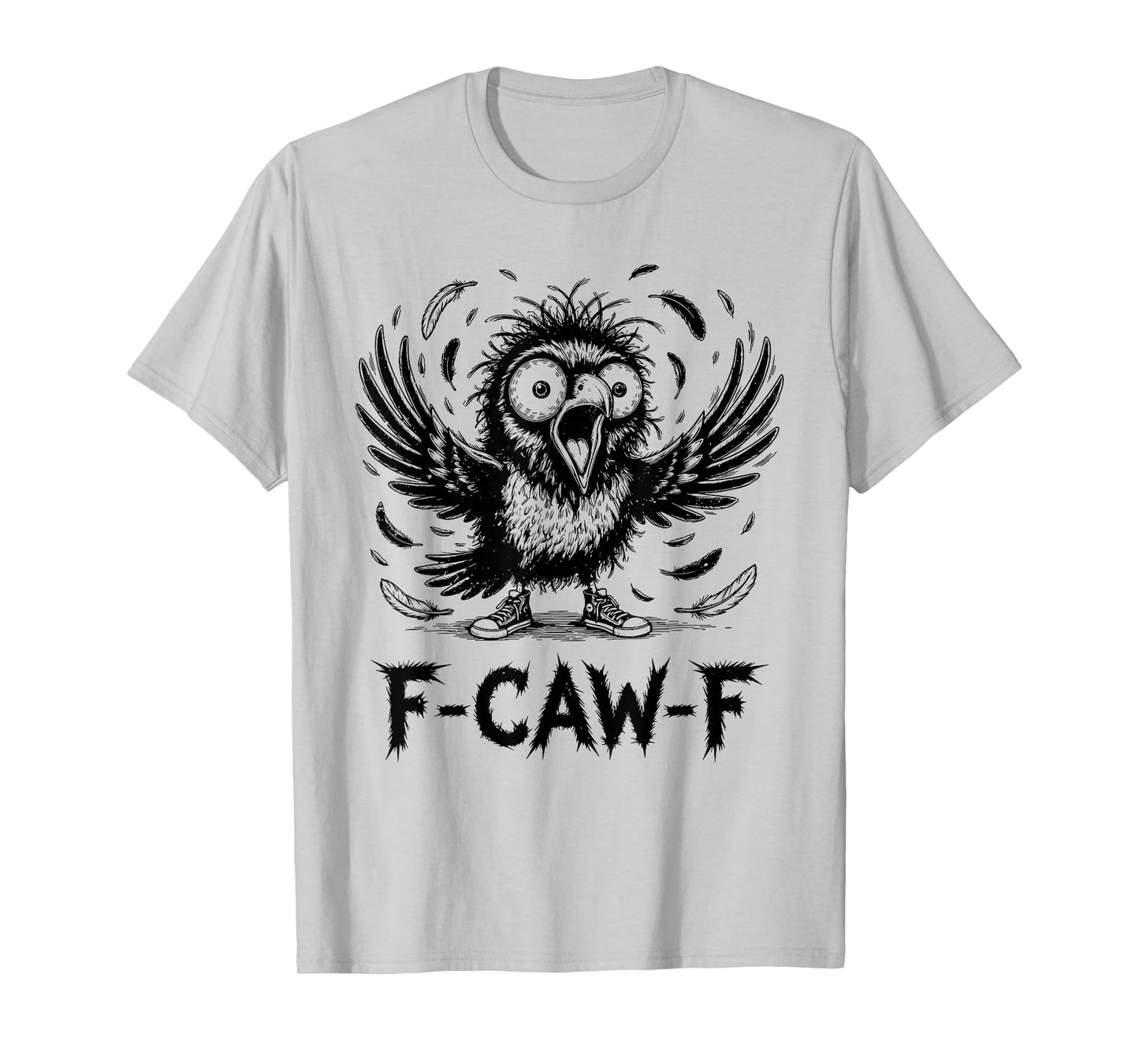 Funny Crow F-CAW-F Graphic Gothic Black Raven Moon Halloween T-Shirt