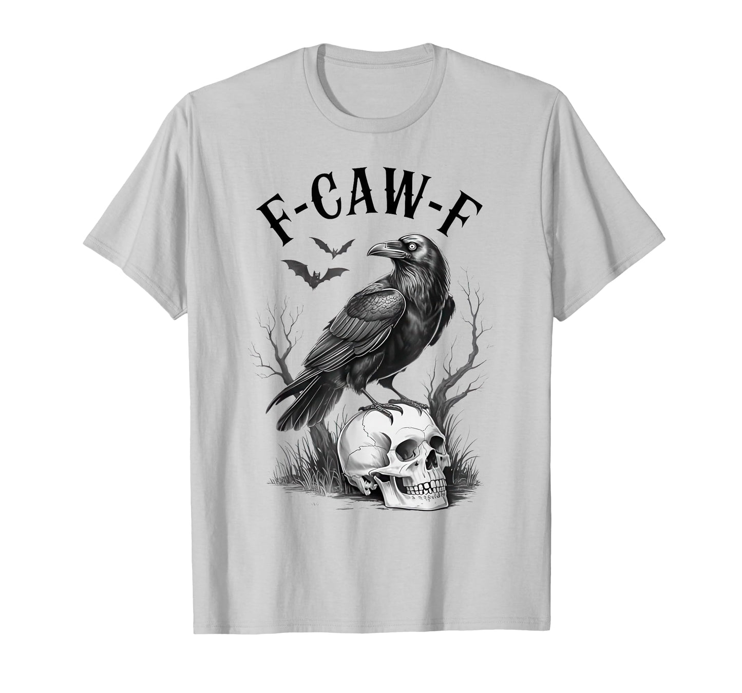 Halloween F-Caw-F Black Crow Pun Funny Bird Cawing Grunge T-Shirt