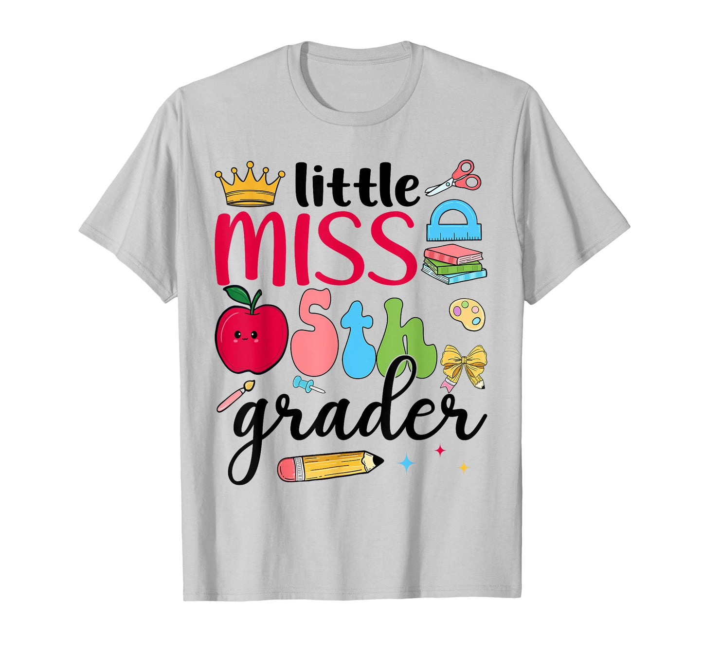 Little Miss 5th Grader Fifth Day Of School Fifth Grade Girl T-Shirt