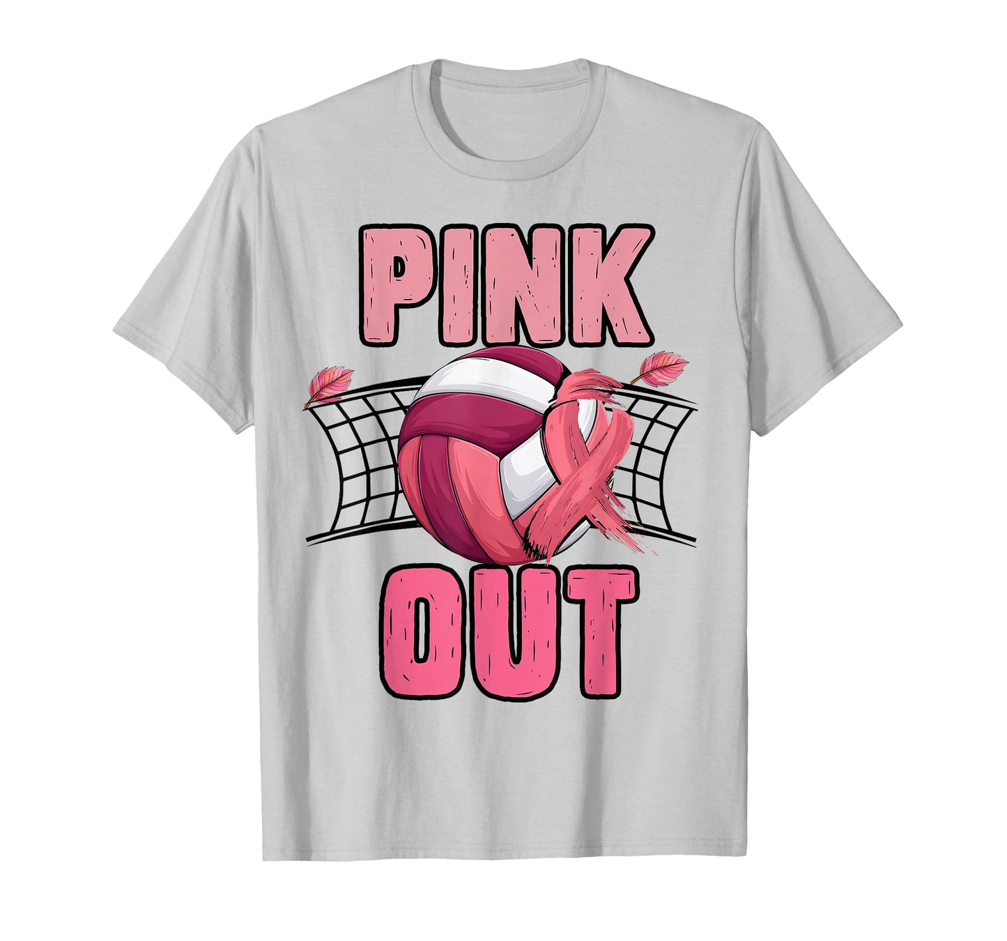Pink Out Volleyball Breast Cancer Awareness Ribbon Volley T-Shirt