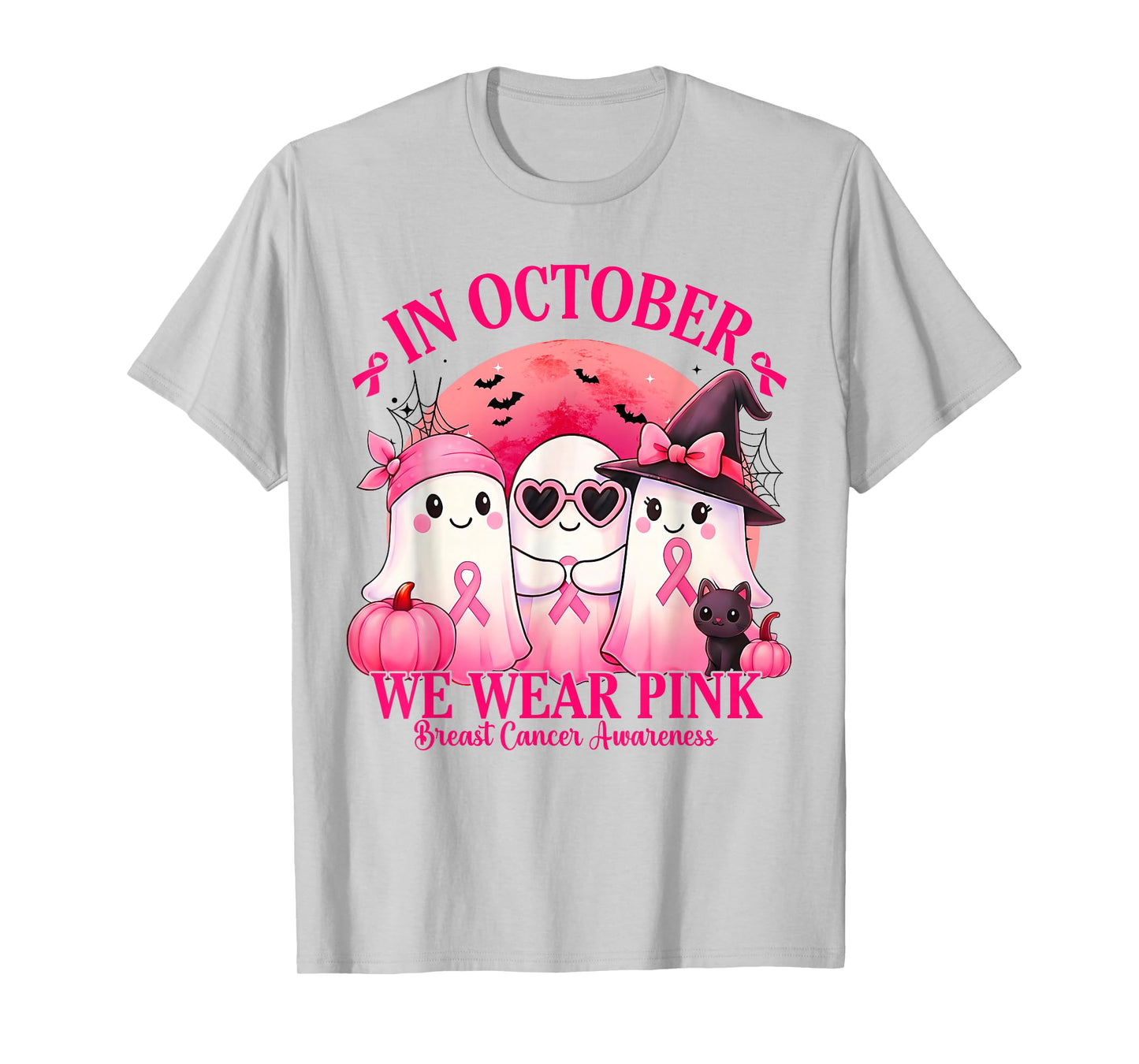 Breast Cancer Halloween Women in October We Wear Pink T-Shirt