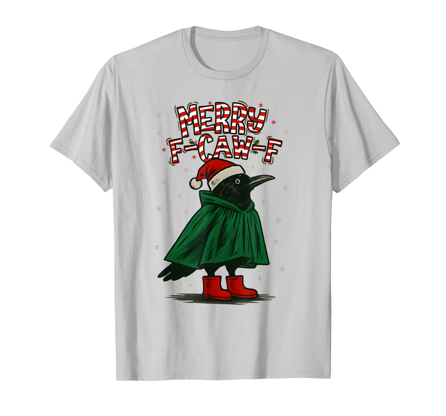 Merry Christmas F-Caw-F Crow Santa Black Bird Xmas Raven T-Shirt