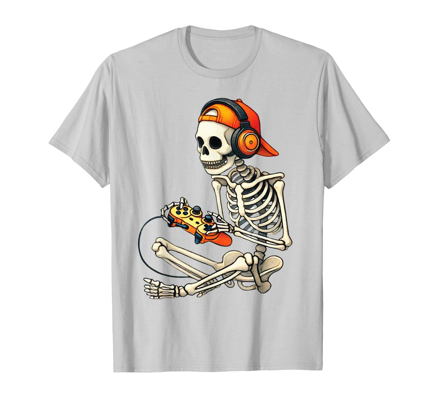 Halloween Skeleton Gamer Video Gaming Costume Boys Men Kids T-Shirt