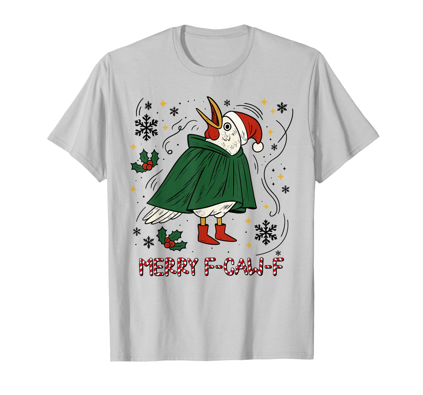 Merry Christmas Funny Raven Bird F-CAW-F Xmas Holiday T-Shirt