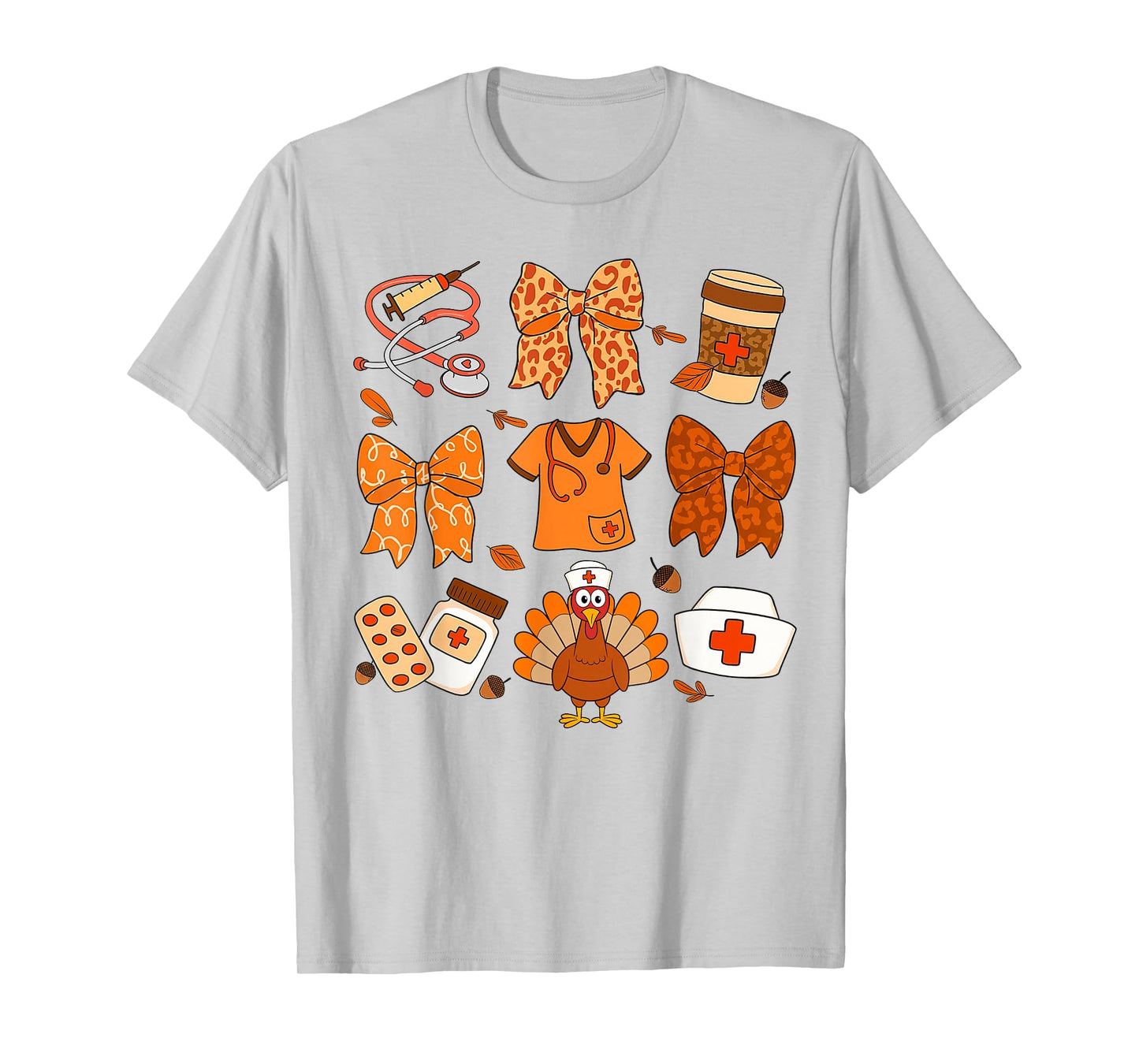 Fall Vibes Thanksgiving RN ICU Nurse Squad Nursing Turkey T-Shirt