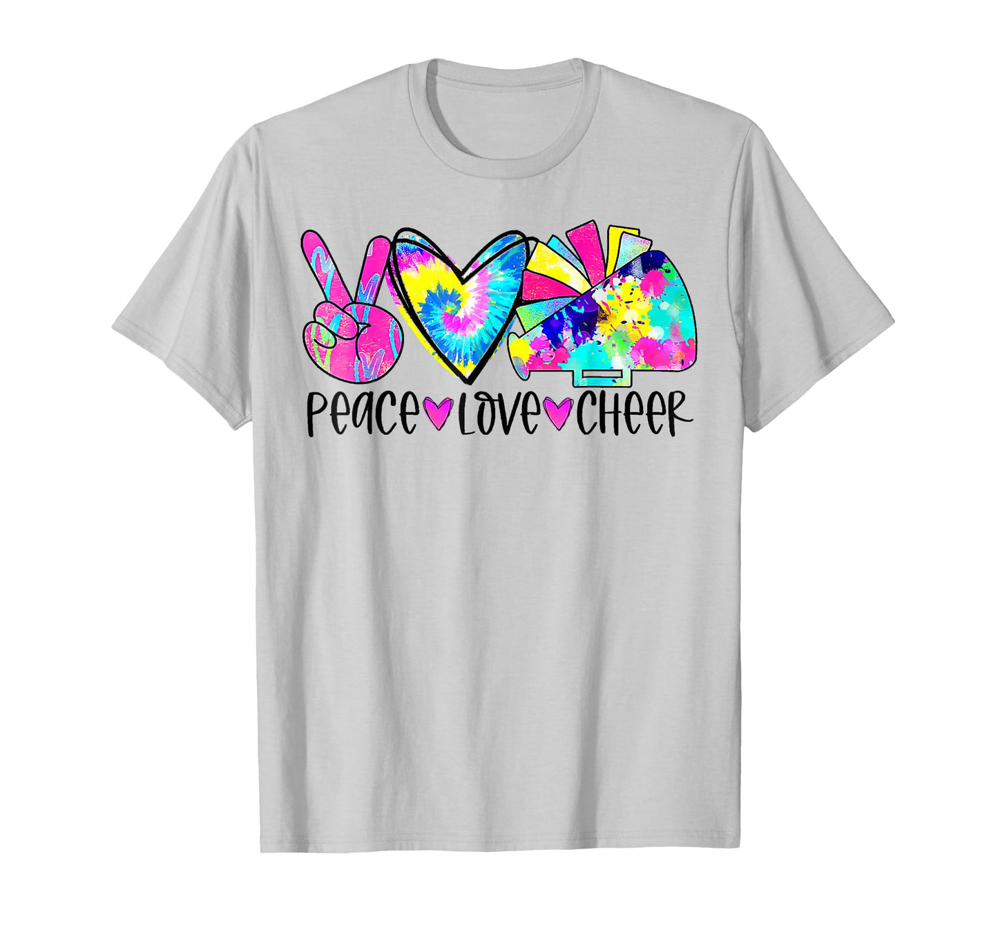 Peace Love Cheer Shirt Tie Dye Cheerleading Cheerleader Gift T-Shirt