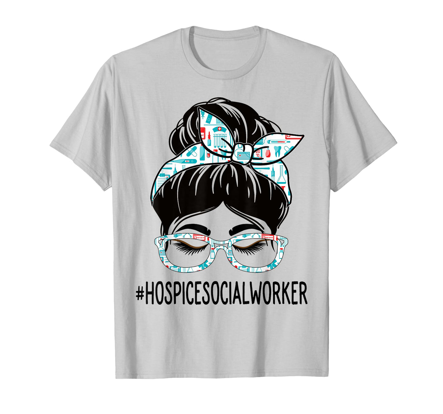 Hospice Social Worker Week Appreciation Day Women Messy Bun T-Shirt