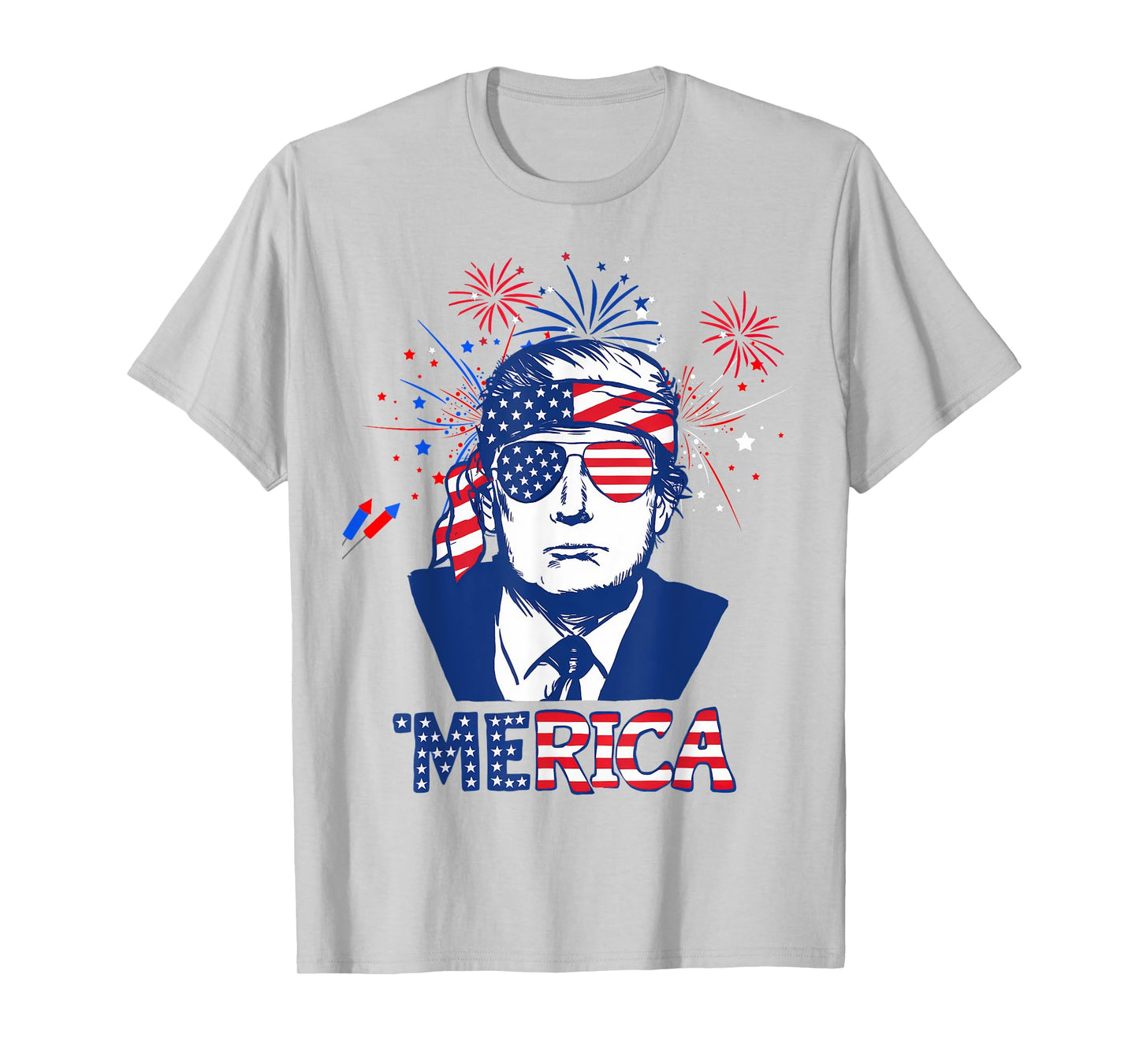 'MERICA TRUMP Happy 4th Of July Trump American Flag Women Men T-Shirt