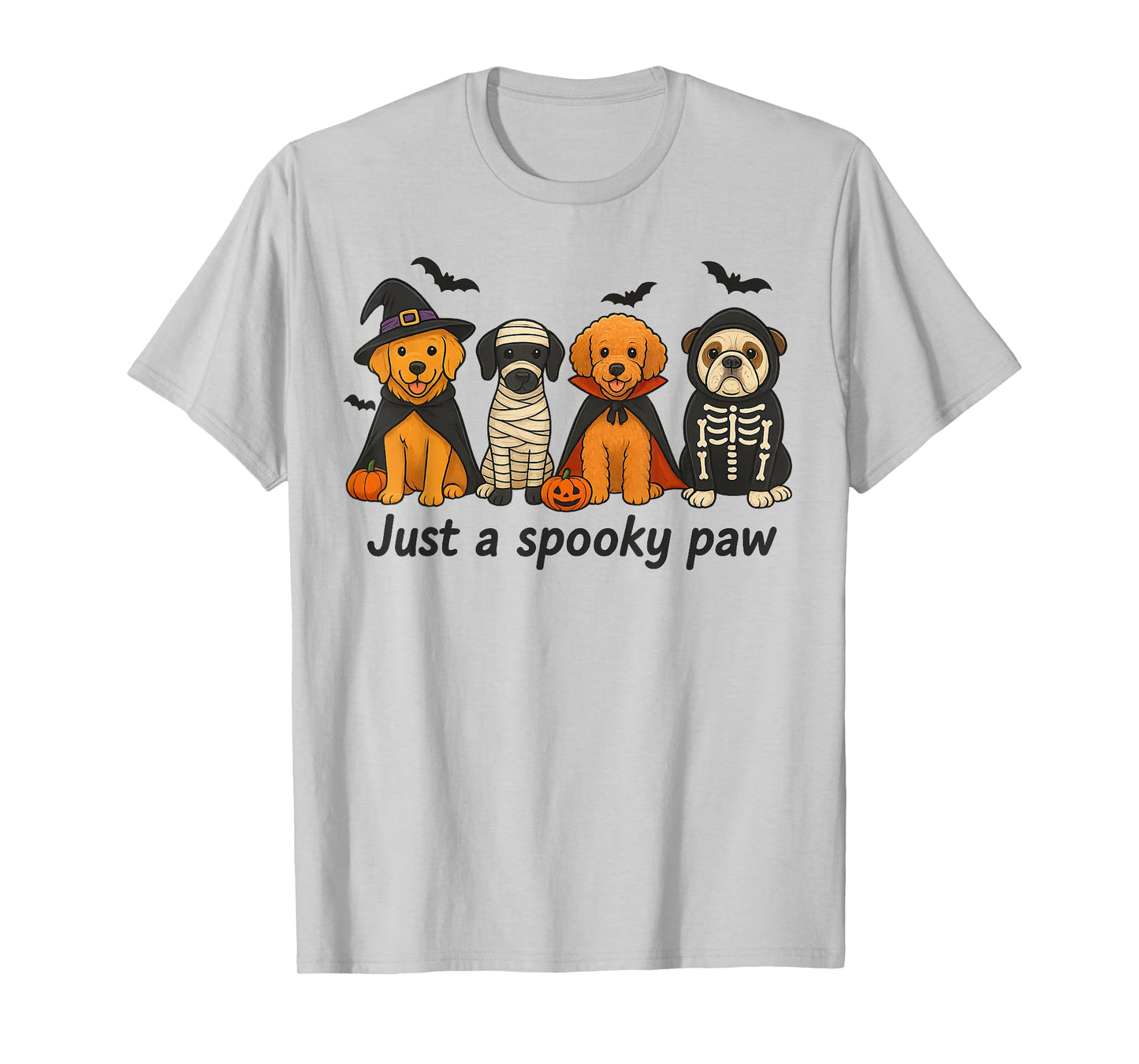 Just A Spooky Paw Retro Halloween Dog Lover Trick Or Treat T-Shirt