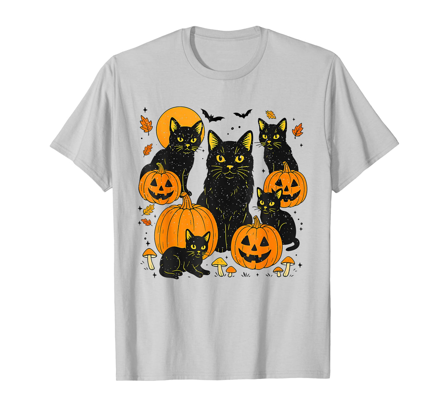 Retro Black Cat Halloween Pumpkin Costume for Women Men Kids T-Shirt