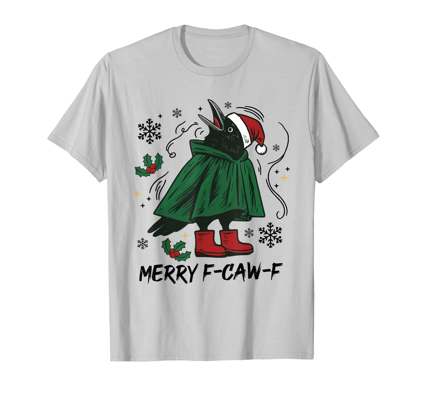 Merry F-CAW-F Crow Raven Christmas Dark Bird Crow Meme Xmas T-Shirt