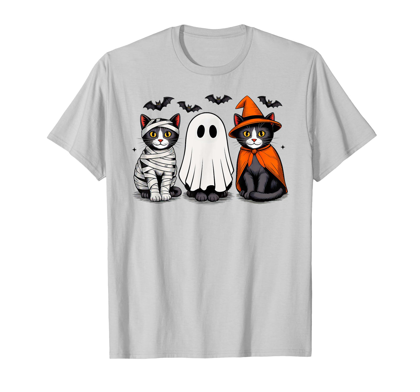 Cute Ghost Black Cat Halloween Witch Mummy Pumpkin Season T-Shirt