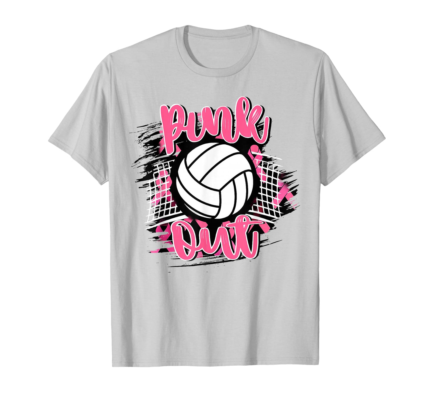 Pink Out Volleyball Breast Cancer Awareness Support Ribbon T-Shirt