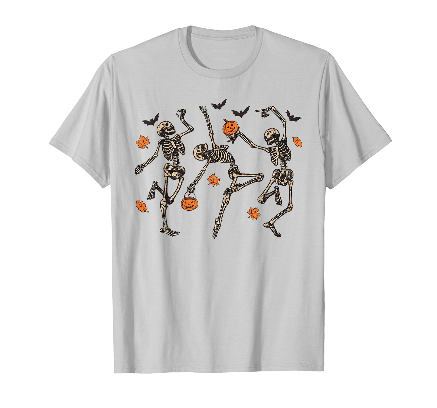Dancing Skeleton Shirt for Women Happy Halloween Fall Skull T-Shirt