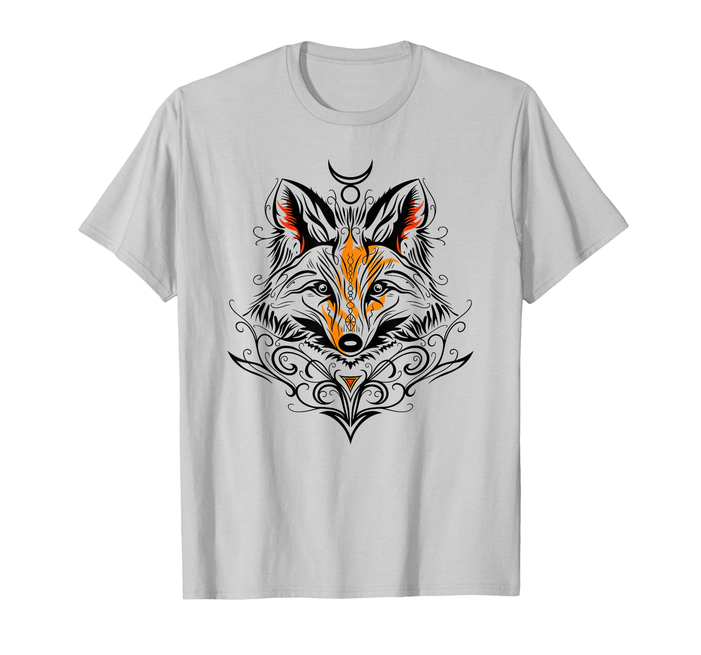 Occult Fox with Tribal Tattoo Fox with Fire and God Symbol T-Shirt
