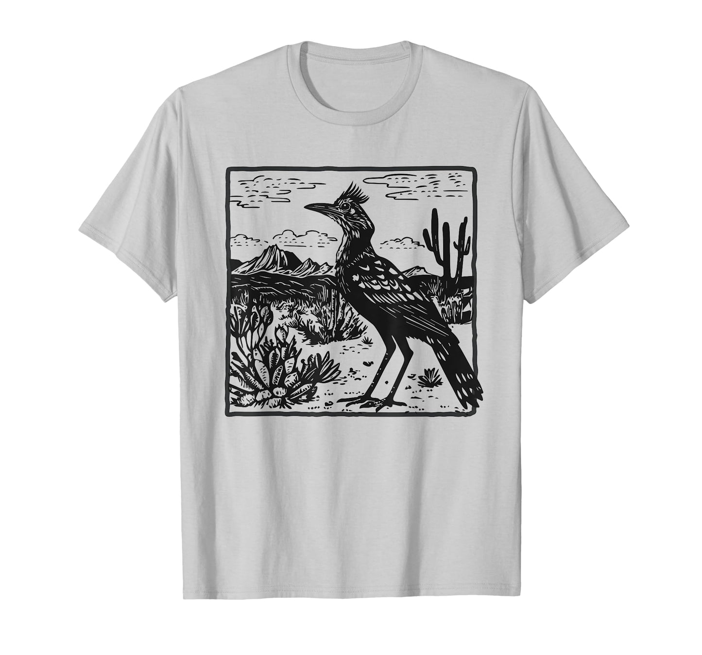 Mexican Linocut Art Latin American Desert Print Roadrunner T-Shirt