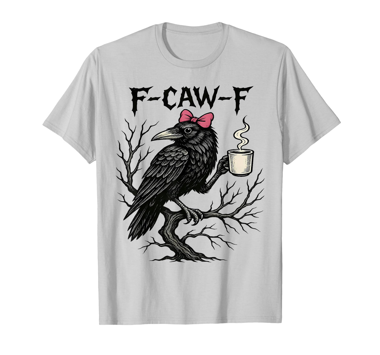 Black Crow F-Caw-F Funny Bird Coquette Bow Halloween T-Shirt