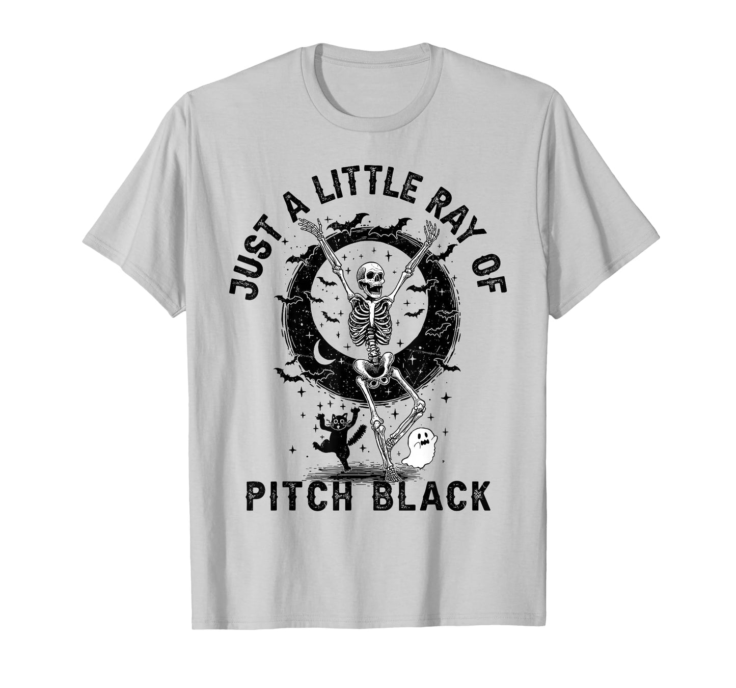 Vintage Just A Little Ray of Pitch Halloween Skeleton Spooky T-Shirt