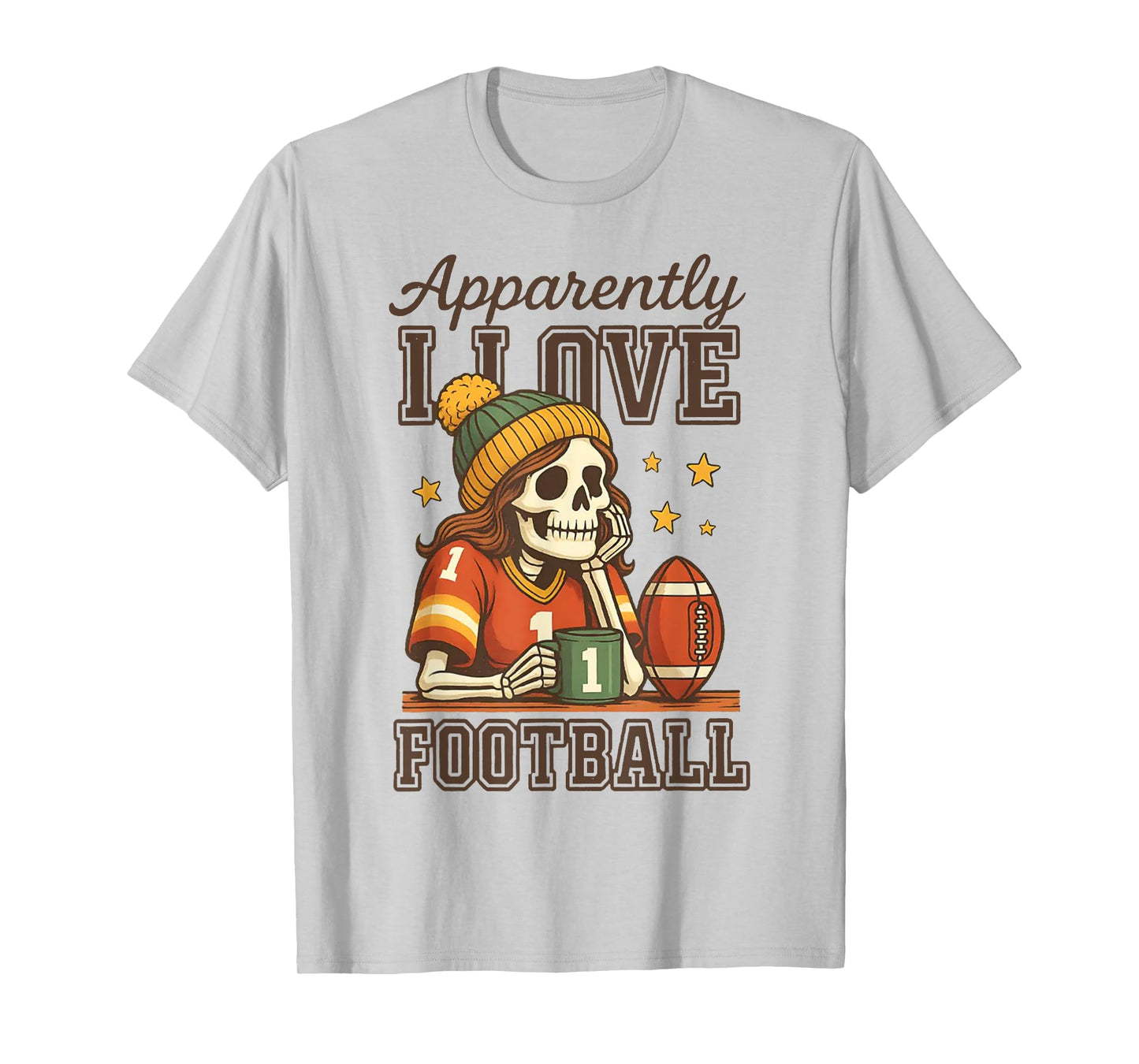 Apparently I Love Football Skeleton Football T-Shirt