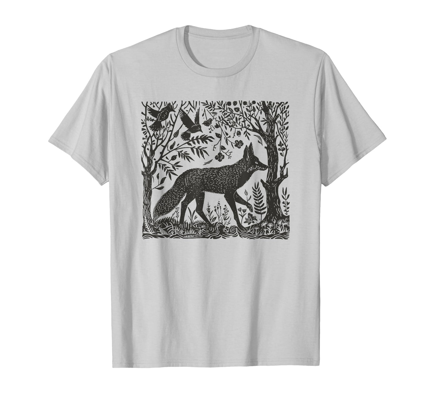 folklore forest fox lino print T-Shirt