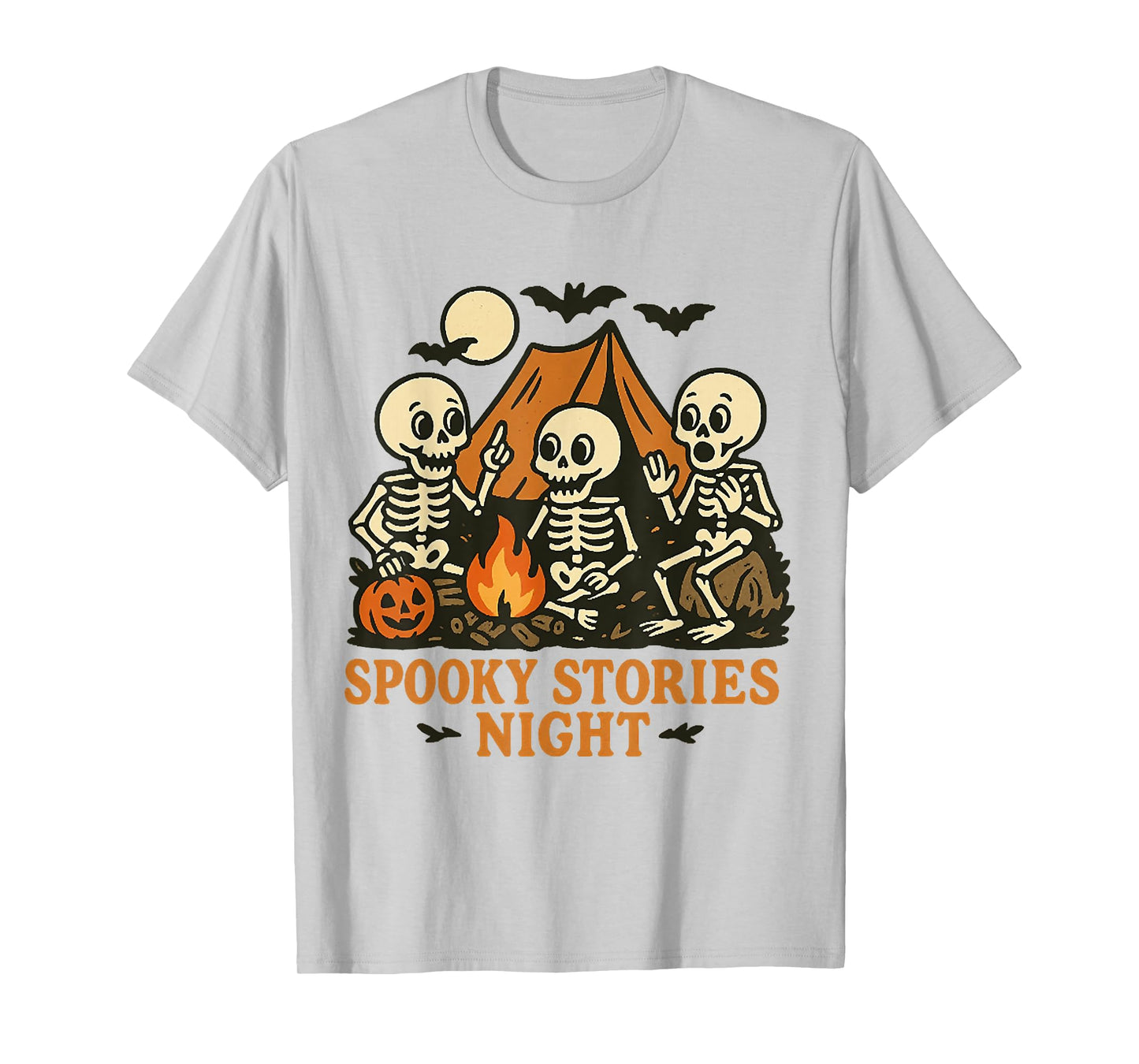 Spooky Storie Night, Spooky Camping Skeleton Halloween Tees T-Shirt