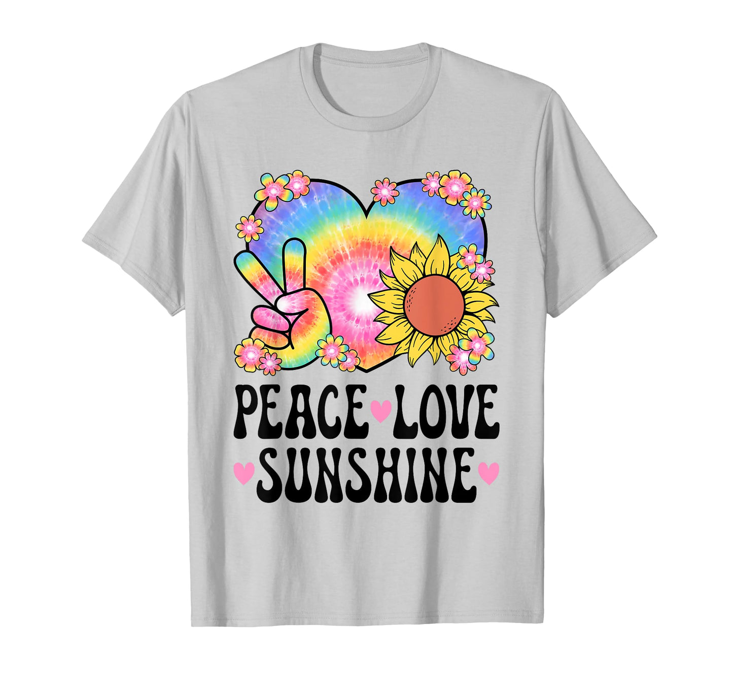 Peace Love Sunshine 60s 70s Sunflower Cute Hippie Outfit T-Shirt