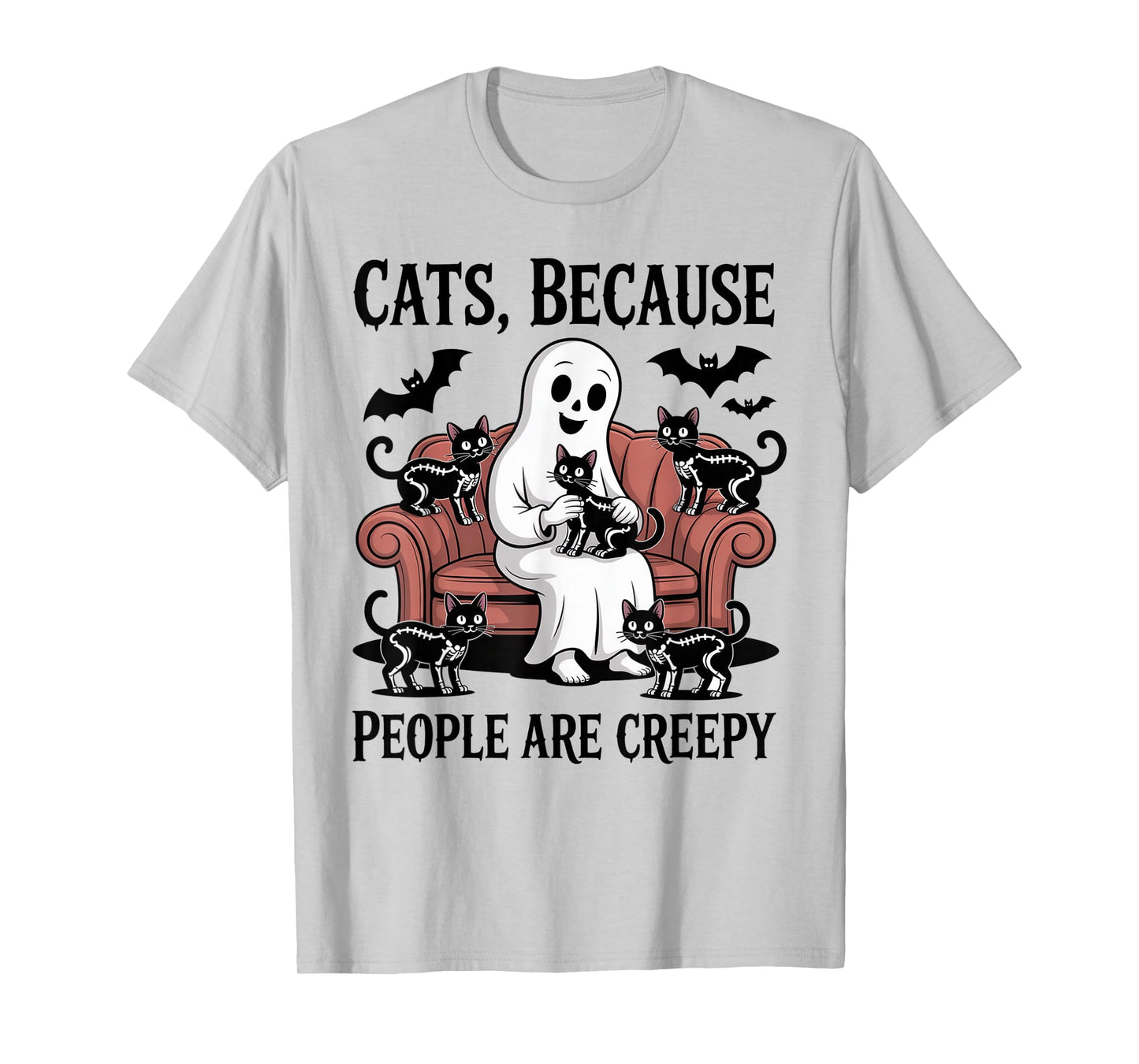 Cats Because People are Creepy Ghost Halloween Cat Mom Kids T-Shirt