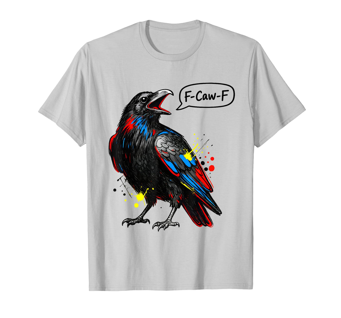 Funny Crow Abstract Line Art F Caw F Meme Quote Graphic T-Shirt