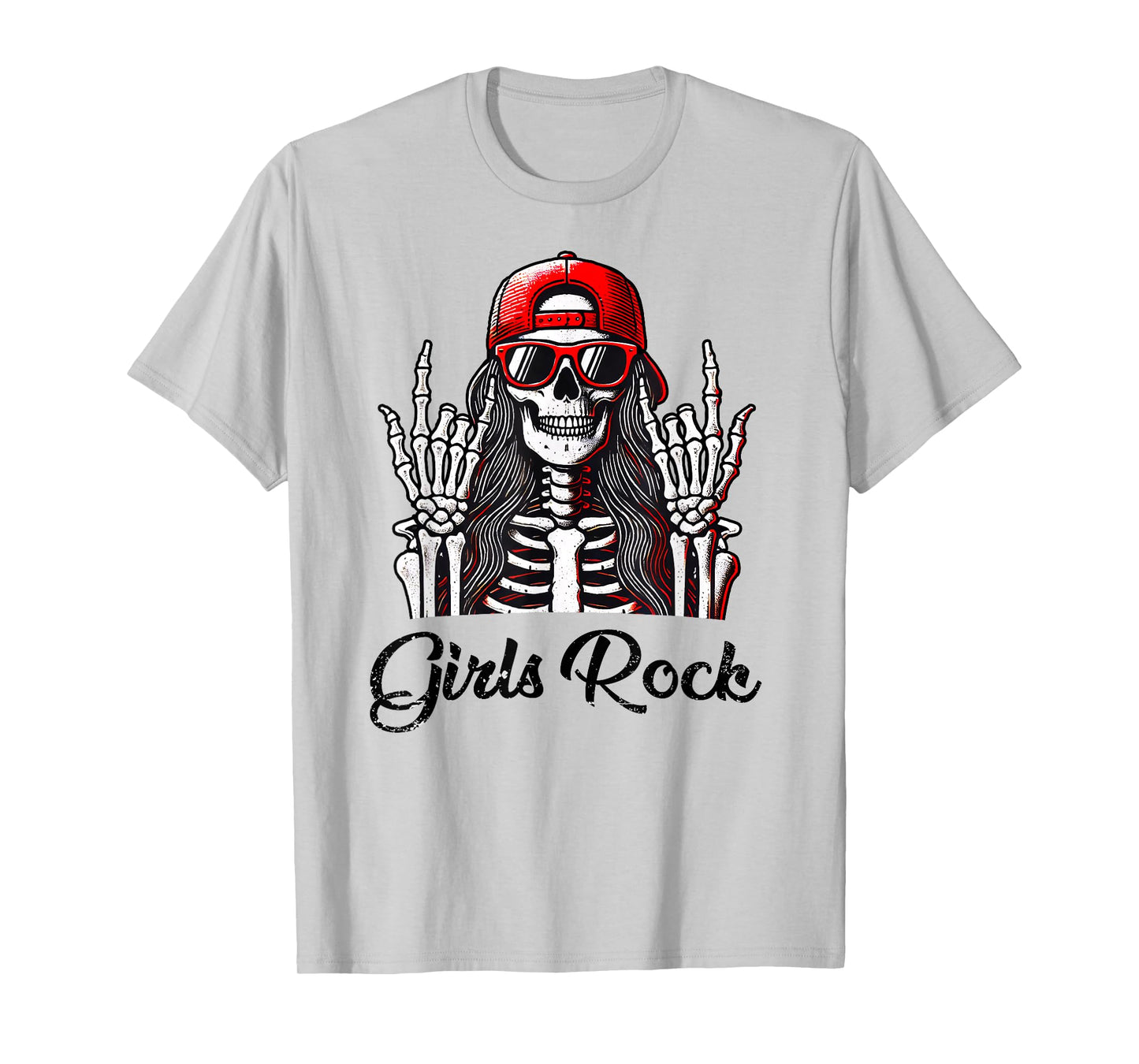 Girls Rock Rock'n Roll Girl Skeleton Rocker Cool Punk Rock T-Shirt