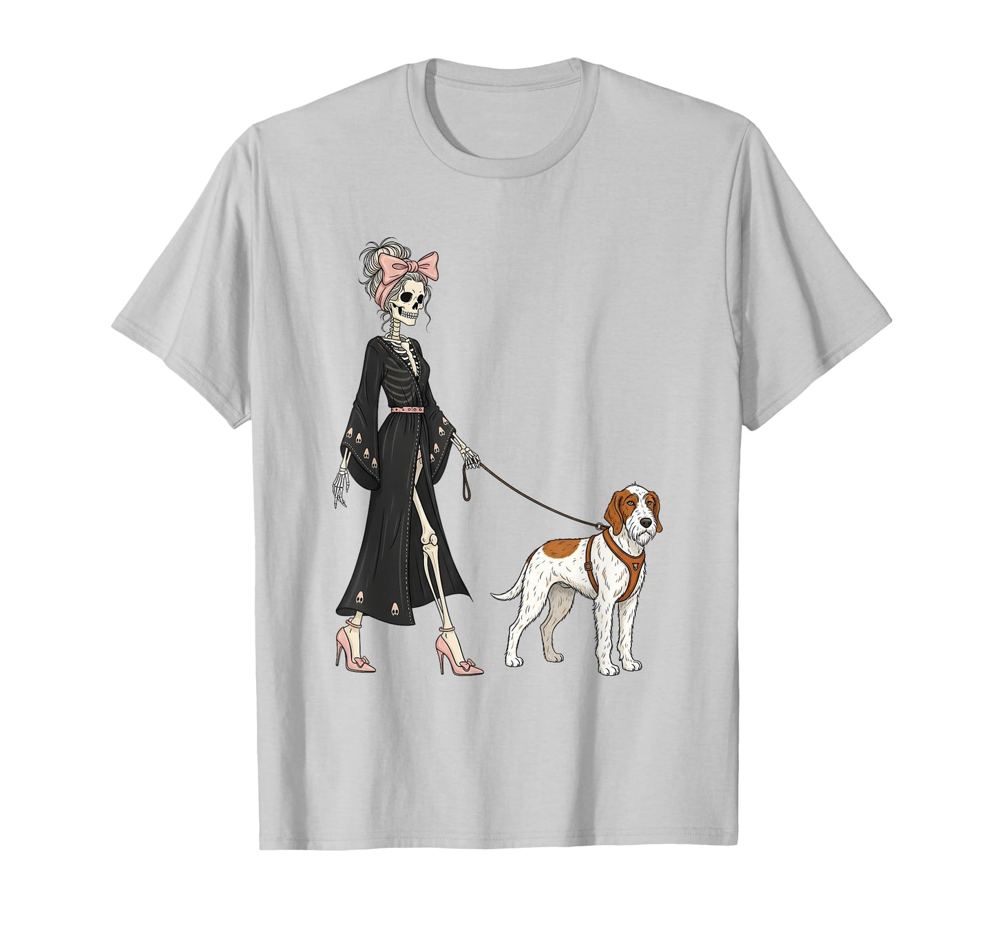 Skeleton Spinone Italiano Dog Walking Halloween Women T-Shirt