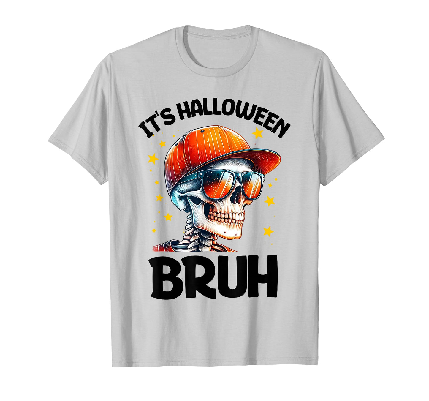 Bruh Halloween Boys Kids Halloween Skeleton T-Shirt