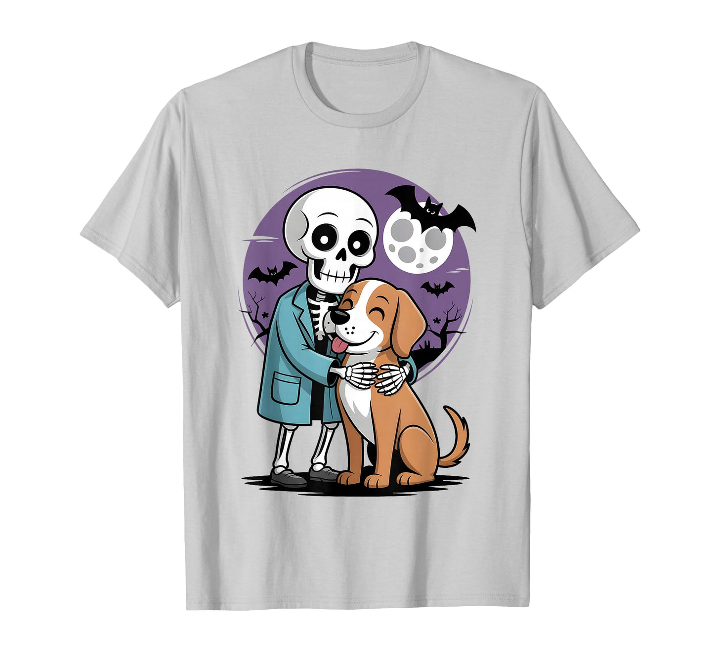 Skeleton Hugging Dog Funny Vet Dog Lover Halloween Men Women T-Shirt