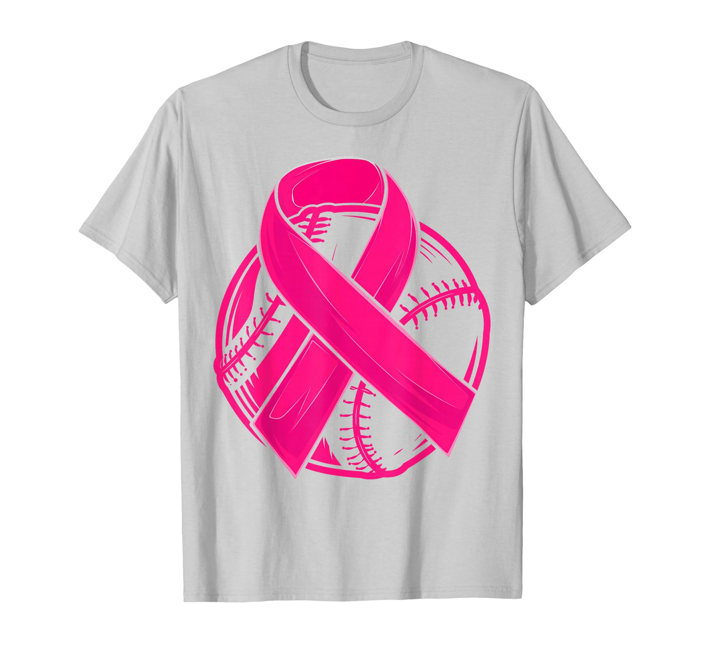 Baseball Awareness Pink Ribbon Baseball Breast Cancer T-Shirt