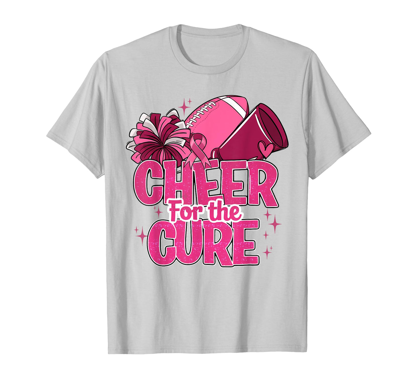 Cheer For The Cure Breast Cancer Awareness Pink Ribbon T-Shirt