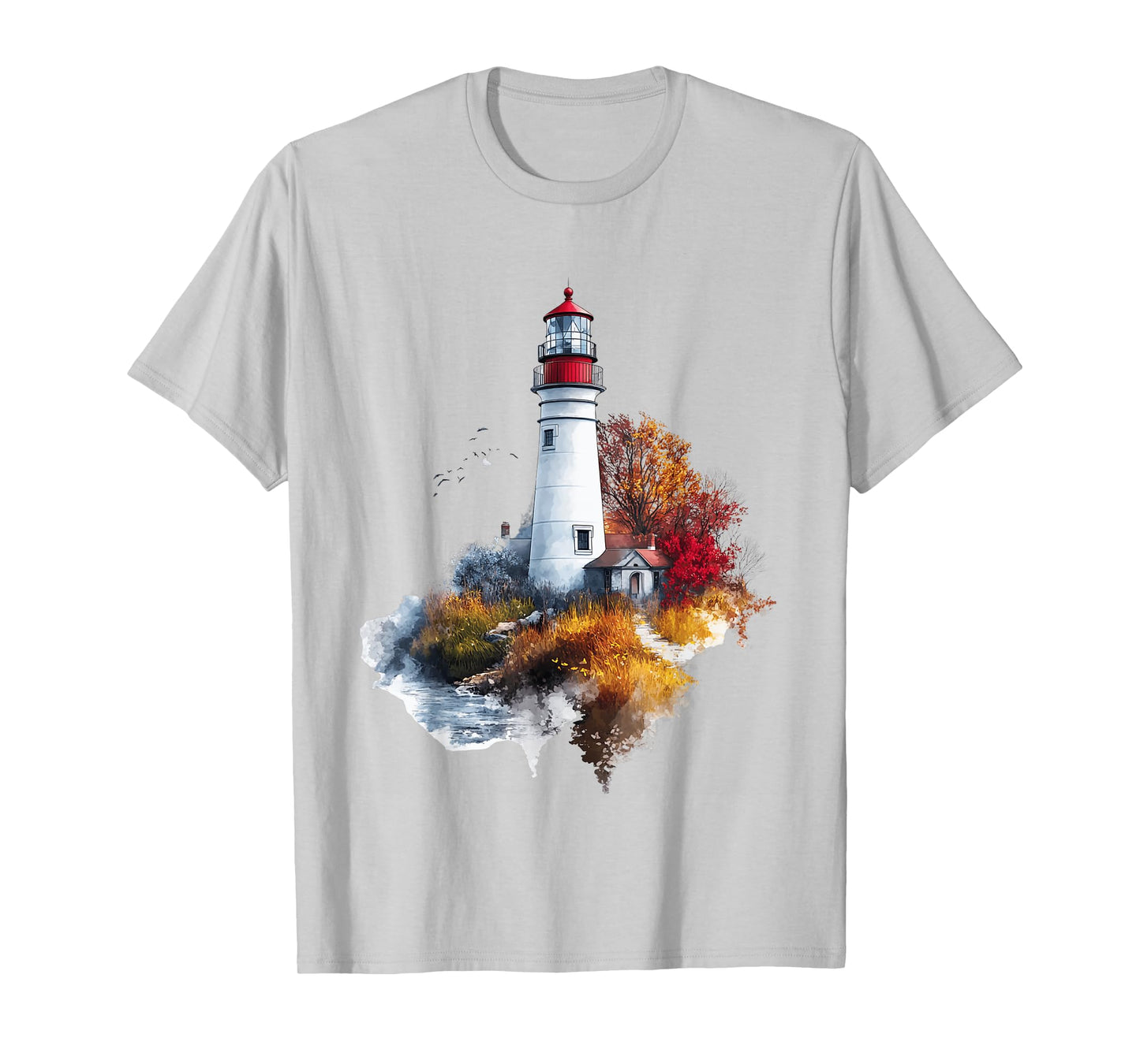 Scenic Lighthouse in Autumn Landscape T-Shirt