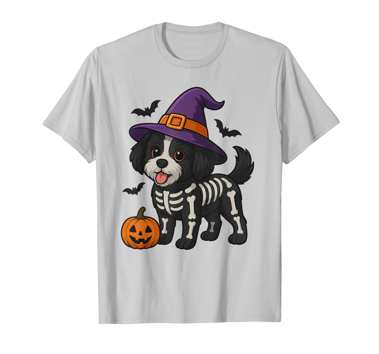 Shih Tzu Skeleton Halloween Spooky Trick or Treat T-Shirt
