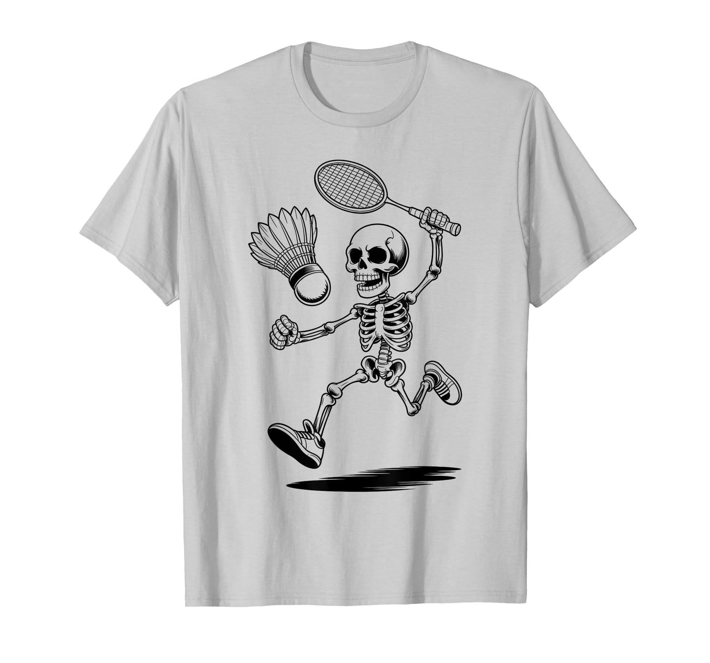Funny Skeleton Playing Badminton Halloween Trick or Treat T-Shirt